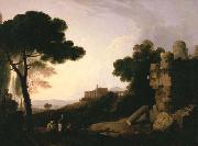 Richard Wilson Landscape Capriccio with Tomb of the Horatii and Curiatii, and the Villa of Maecenas at Tivoli oil